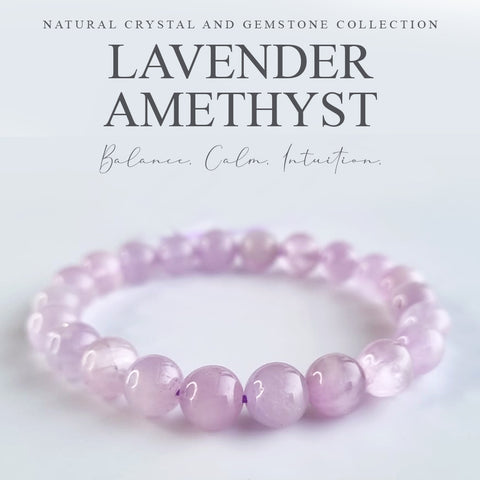 Lavender Amethyst crystal beads bracelet. Genuine natural and unheated gemstone with Certificate of Authenticity