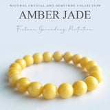 Amber Jade crystal bracelet collection. Genuine natural and unheated gemstone with Certificate of Authenticity