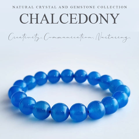 Chalcedony crystal beads bracelet. Genuine natural and unheated gemstone with Certificate of Authenticity