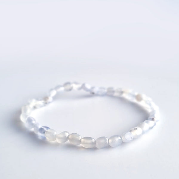 Chalcedony crystal beads bracelet. Genuine natural and unheated gemstone with Certificate of Authenticity