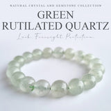 Rutilated quartz green crystal bracelet. Genuine natural and unheated gemstone with Certificate of Authenticity