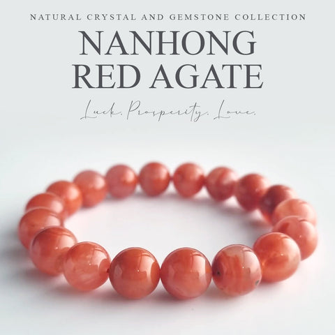 Nanhong Red Agate crystal bracelet. Genuine natural unheated crystal gemstone with Certificate of Authenticity