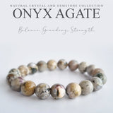 Onyx Agate crystal bracelet. Genuine unheated crystal gemstone with Certificate of Authenticity
