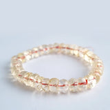 Citrine crystal stone beads bracelet. Genuine unheated crystal gemstone with Certificate of Authenticity