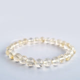 Citrine round-beads crystal bracelet. Genuine unheated crystal gemstone with Certificate of Authenticity