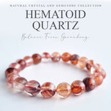 Hematoid quartz crystal bracelet. Genuine unheated crystal gemstone with Certificate of Authenticity