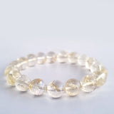 Citrine round-beads crystal bracelet. Genuine unheated crystal gemstone with Certificate of Authenticity