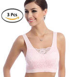 Modesty Comfort Bra with removable bra pads protect modesty with lace up cover Set of 3pcs by SOL Home ® (Clothing Basics)