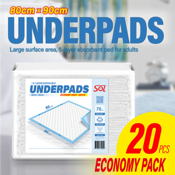 SOL Home® Adult Underpad, 80 x 90cm, 70gsm, 20ct (EAN: 5060903980033)