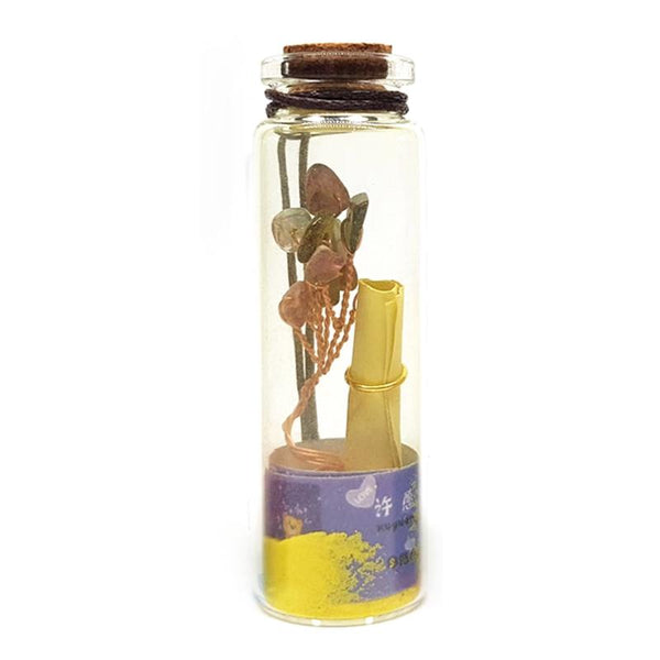 Multi-Crystal Gemstone Mini Lucky Tree in a Bottle. Good luck fengshui ornament by SOL Home ® (Feng Shui)