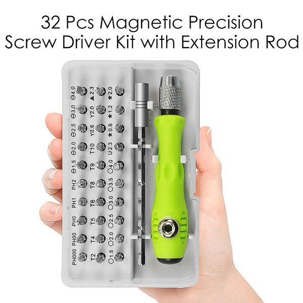 32 pcs Magnetic Precision Screw Driver Kit with Extension Rod (DIY)