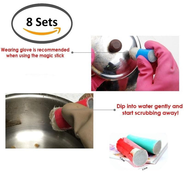 2pcs Magic Stainless Steel Kitchen Metal Rust Remover Cleaning Detergent Stick Wash Brush Pot by SOL Home ® (Kitchen)