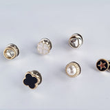 Set of 6pcs women brooch pins button fashion accessories for lapel, suit, tie to prevent accidental exposure with diamante and pearl embellishment
