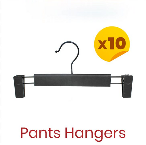 [Bundle of 10] Black Matt Pants Skirt Hangers Trouser Stand Holder With 2 Adjustable Clips