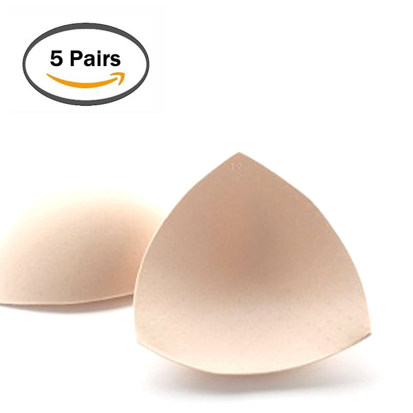 5 Pairs Sponge Removable Triangle Breast Bra Pads Inserts Replacement for Swimsuit Bikini Strapless Dresses Sport Wear (Random Color) by SOL Home ® (Clothing Basics)