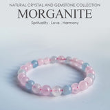 [NEW] Morganite bracelet series. 100% natural gemstone with Certificate of Authenticity by Shoponlinelah (Feng Shui)