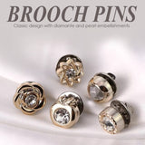 Set of 6pcs women brooch pins button fashion accessories for lapel, suit, tie to prevent accidental exposure with diamante and pearl embellishment