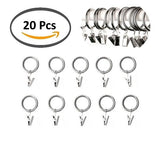 Metal Curtain Ring Hooks / Window Shower Curtains Rod Clips Rings Drapery Clips - Set of 20pcs by SOL Home ® (Curtains and Accessories)