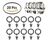 Metal Curtain Ring Hooks / Window Shower Curtains Rod Clips Rings Drapery Clips - Set of 20pcs by SOL Home ® (Curtains and Accessories)