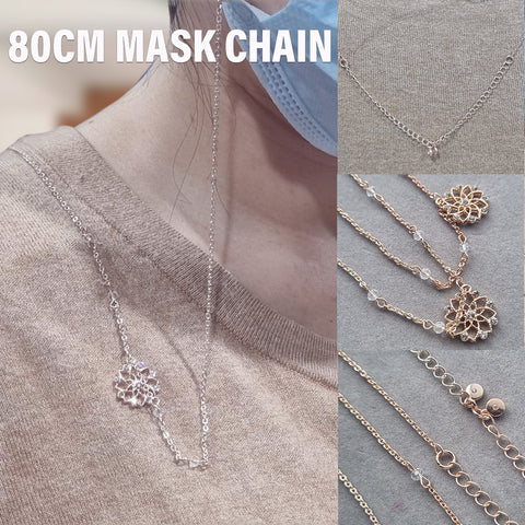 80cm Long Mask Chain Rose Gold with Pendants Women Fashion Mask Strap Loss Prevention (Health and Beauty)