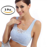 Modesty Comfort Bra with removable bra pads protect modesty with lace up cover Set of 3pcs by SOL Home ® (Clothing Basics)