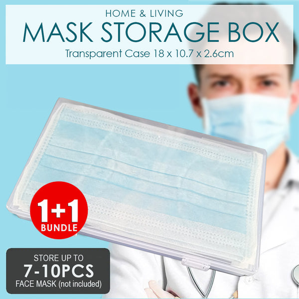 1+1 Mask Storage Container. Transparent casing for face mask. Store 7-10pcs By SOL Home ® (Health and Beauty)