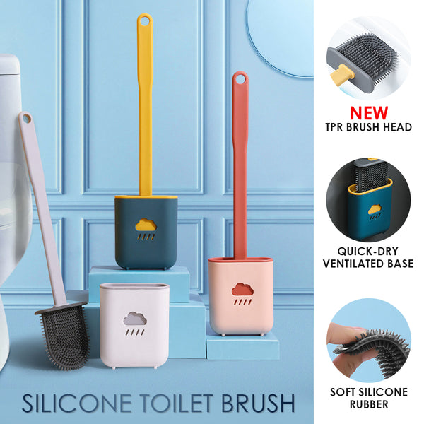 Silicone Toilet Scrub Brush With Holder by SOL Home ® (Cleaning Supplies)