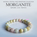 [NEW] Morganite bracelet series. 100% natural gemstone with Certificate of Authenticity by Shoponlinelah (Feng Shui)