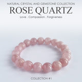 Rose Quartz Bracelet Collection #1. 100% genuine natural gemstone jewellery with Certificate of Authenticity by SOL Home ® (Feng Shui)