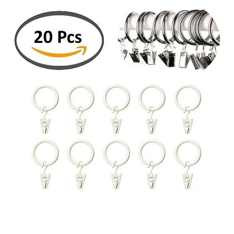 Metal Curtain Ring Hooks / Window Shower Curtains Rod Clips Rings Drapery Clips - Set of 20pcs by SOL Home ® (Curtains and Accessories)
