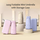 240g Uv Protection Mini Foldable Umbrella with Storage Case