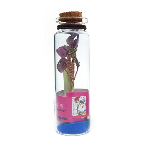 Multi-Crystal Gemstone Mini Lucky Tree in a Bottle. Good luck fengshui ornament by SOL Home ® (Feng Shui)