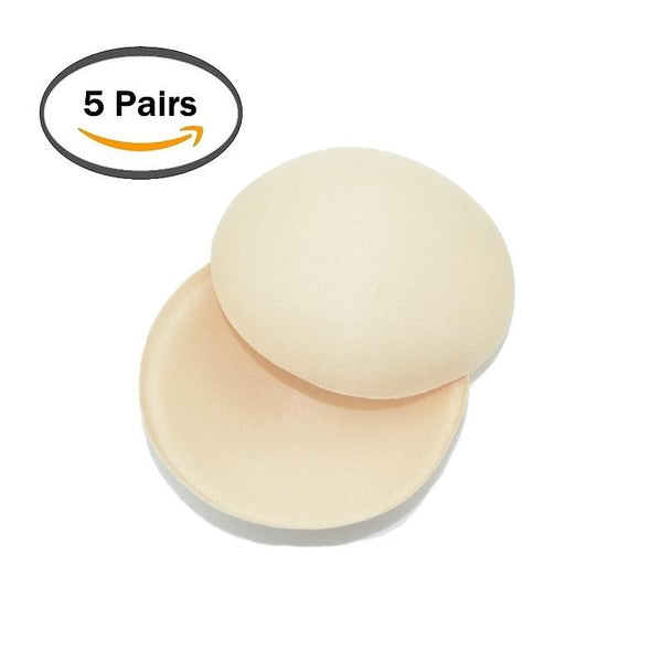 5 Pairs Sponge Removable Round Breast Bra Pads Inserts Replacement for Swimsuit Bikini Strapless Dresses Sport Wear (Random Color) by SOL Home ® (Clothing Basics)